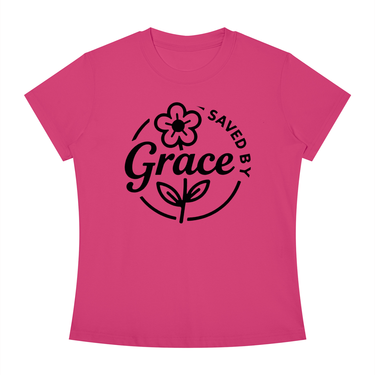 "SAVED BY GRACE" - Women's Slim Fit Crewneck T-Shirt