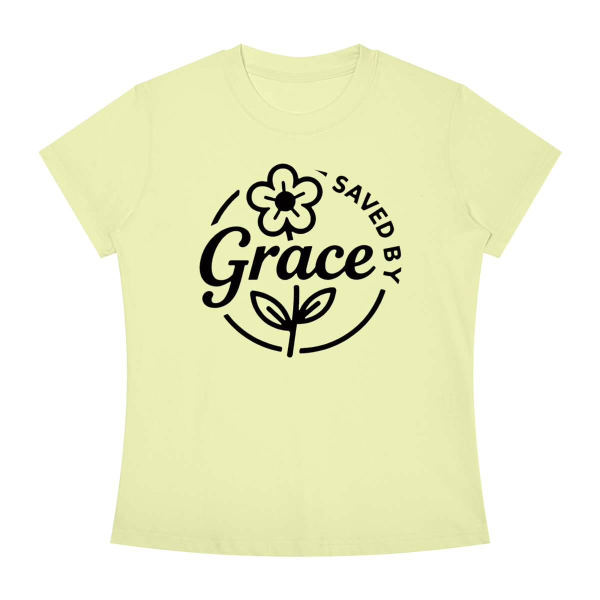 "SAVED BY GRACE" - Women's Slim Fit Crewneck T-Shirt