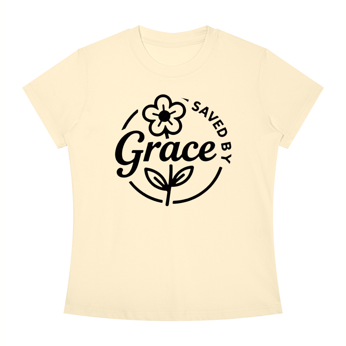 "SAVED BY GRACE" - Women's Slim Fit Crewneck T-Shirt