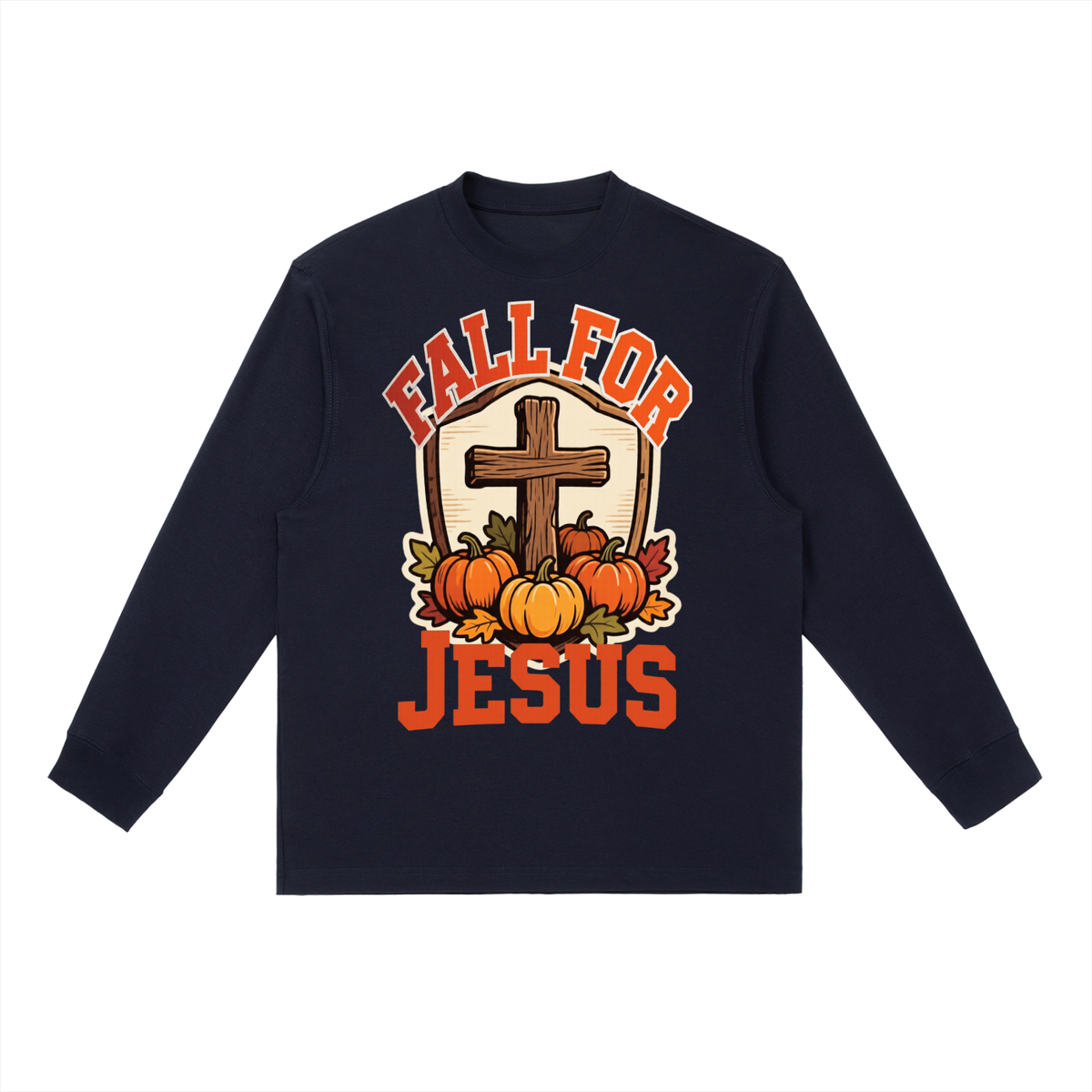 Fall For Jesus - Essential Crewneck Long-Sleeve T-Shirt