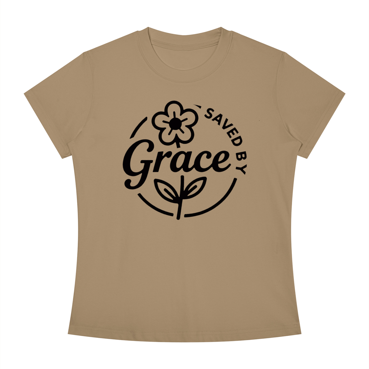 "SAVED BY GRACE" - Women's Slim Fit Crewneck T-Shirt